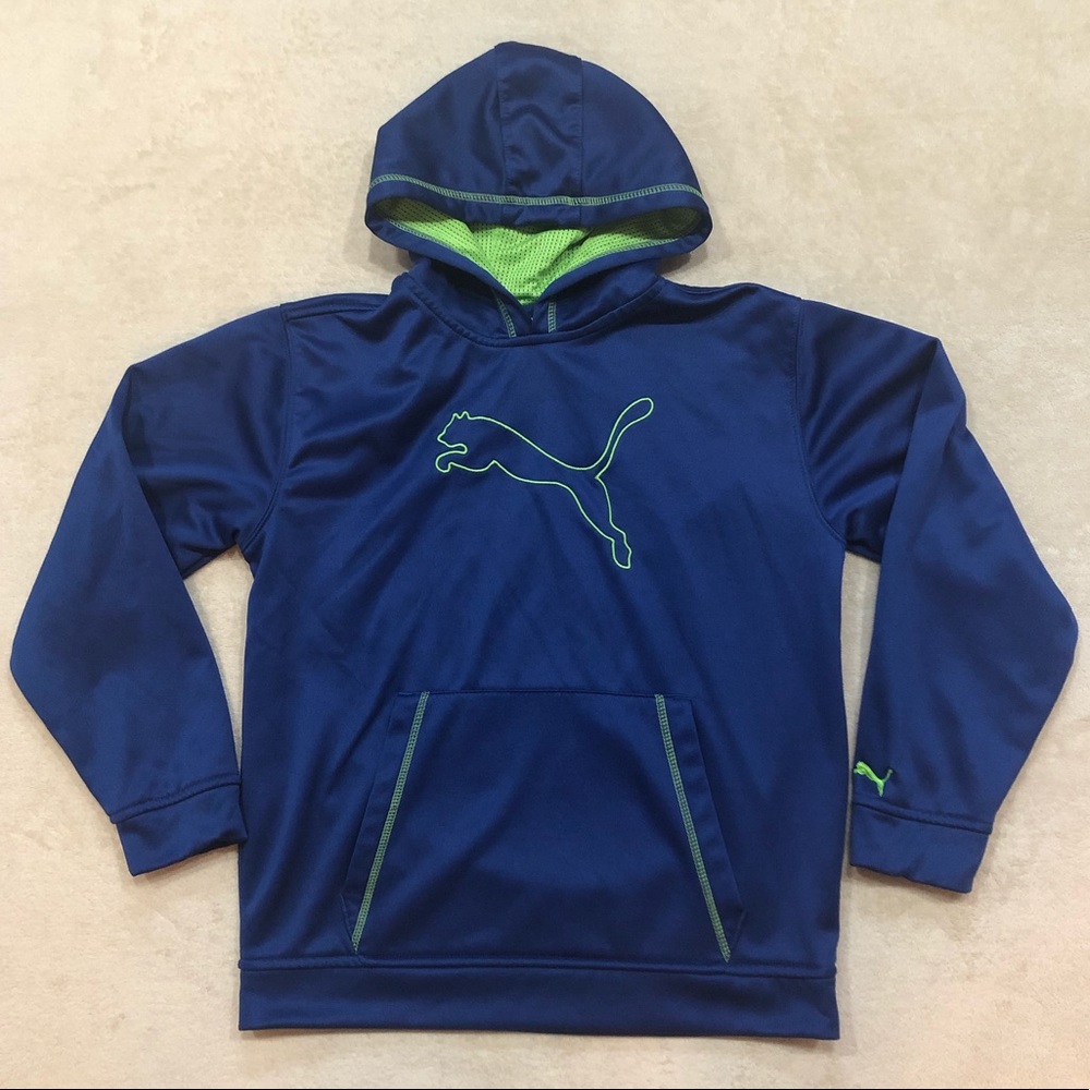 Puma Boys Blue Green Hoodie, Size XL (No Size Tag)